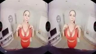 مراهقة جميلة في جنس واقع افتراضي تفاعلي مص، جماع كلبي، وقذف على الوجه