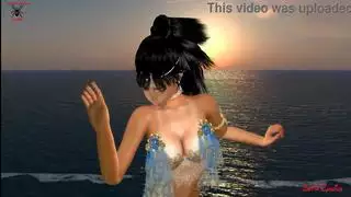 مشهد إباحي: الراقصة الخيالية الزرقاء تبتلع اثنين من بي بي سي في مثلث